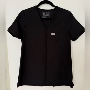 Figs Black Women's V Neck Scrub Top